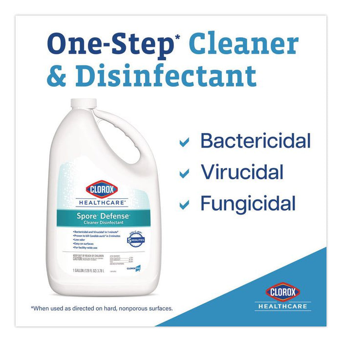 Spore Defense Cleaner Disinfectant, Open System, Unscented, 1 gal Refill Bottle, 4/Carton