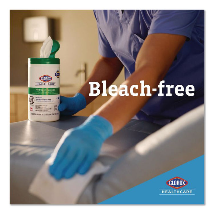 Hydrogen Peroxide Cleaner Disinfectant Wipes, 12 x 11, Unscented, White, 185/Bucket, 2 Buckets/Carton