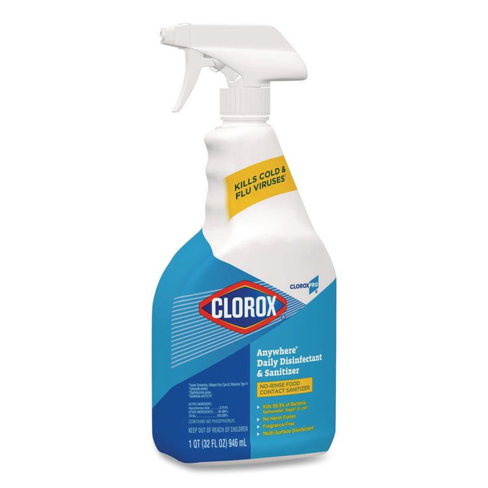 CloroxPro Anywhere Daily Disinfectant and Sanitizer, Unscented, 32 oz Spray Bottle