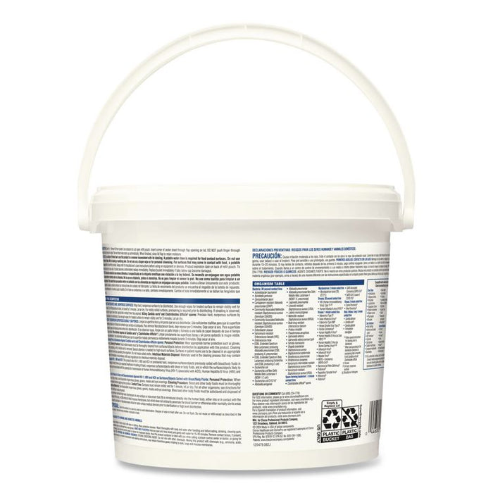 Bleach Germicidal Wipes, 1-Ply, 12 x 12, Unscented, White, 110/Bucket