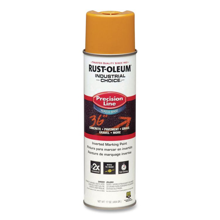 Industrial Choice M1800 System Water-Based Precision Line Marking Paint, Gloss Yellow, 17 oz Aerosol Can, 12/Carton