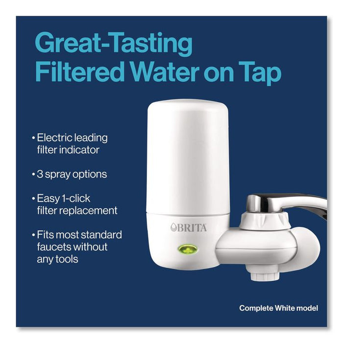 Water Faucet Mount Filtration System with 1 Elite Advanced Replacement Filter, White, 4/Carton