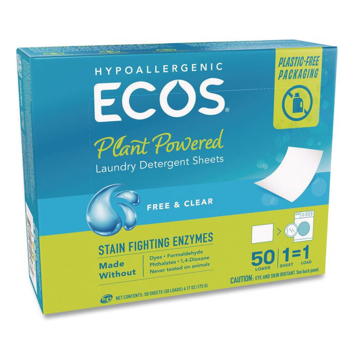 Liquidless Laundry Detergent Sheets, Free and Clear, 50 Sheets/Box