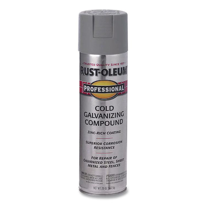 Professional Galvanizing Compound, Flat Bright Gray, 20 oz Aerosol Can, 6/Carton
