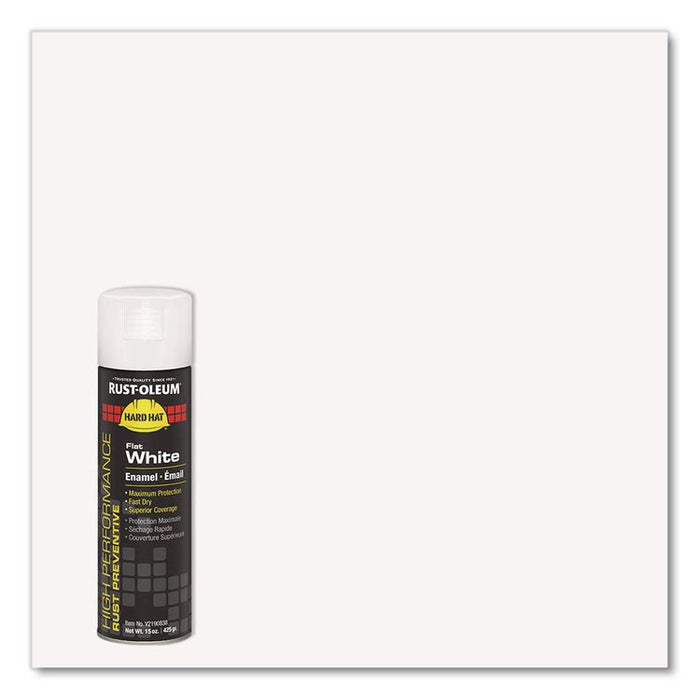 Hard Hat High Performance V2100 System Rust Preventive Enamel Spray Paint, Flat White, 15 oz. Aerosol Can, 6/Carton