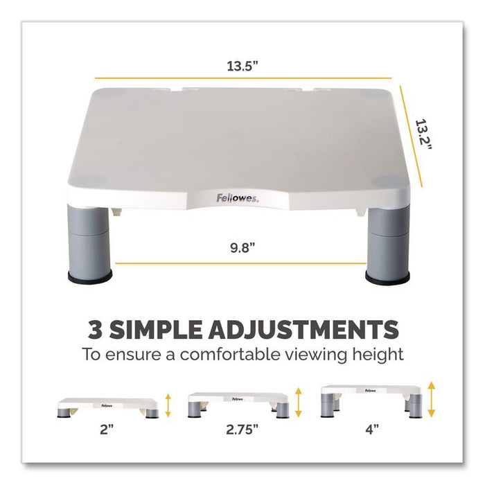 Standard Monitor Riser, For 21" Monitors, 13.38" x 13.63" x 2" to 4", Platinum/Graphite, Supports 60 lbs
