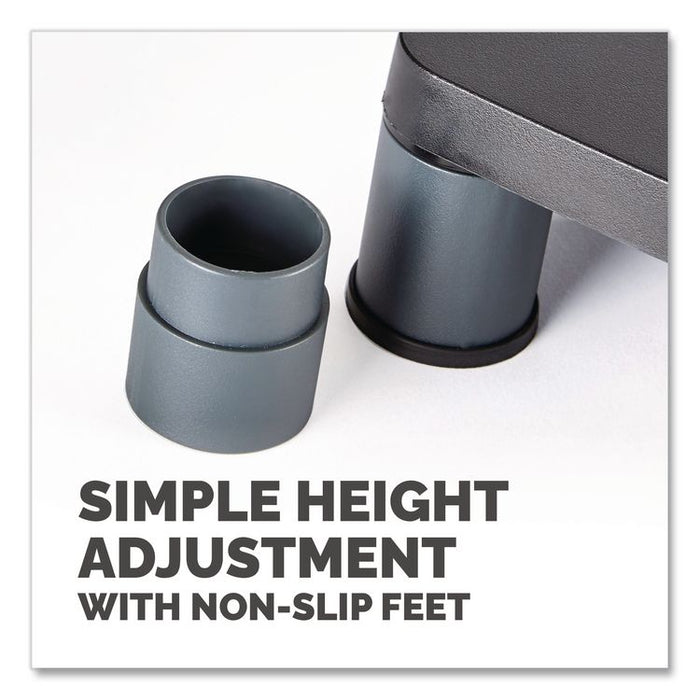 Standard Monitor Riser, 13.38" x 13.63" x 2" to 4", Graphite, Supports 60 lbs