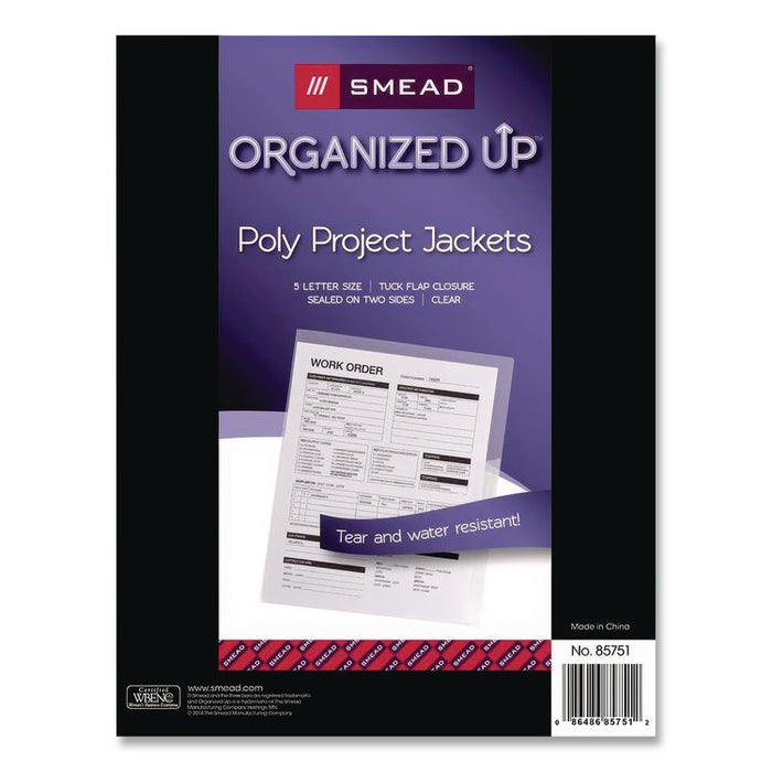 Poly Translucent Project Jackets, Letter Size, Clear, 5/Pack
