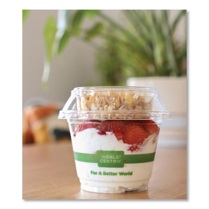 PLA Clear Cold Cup Lids, Dome Lid, Fits 9 oz to 24 oz Parfait Cups, Plastic, Clear, 1,000/Carton