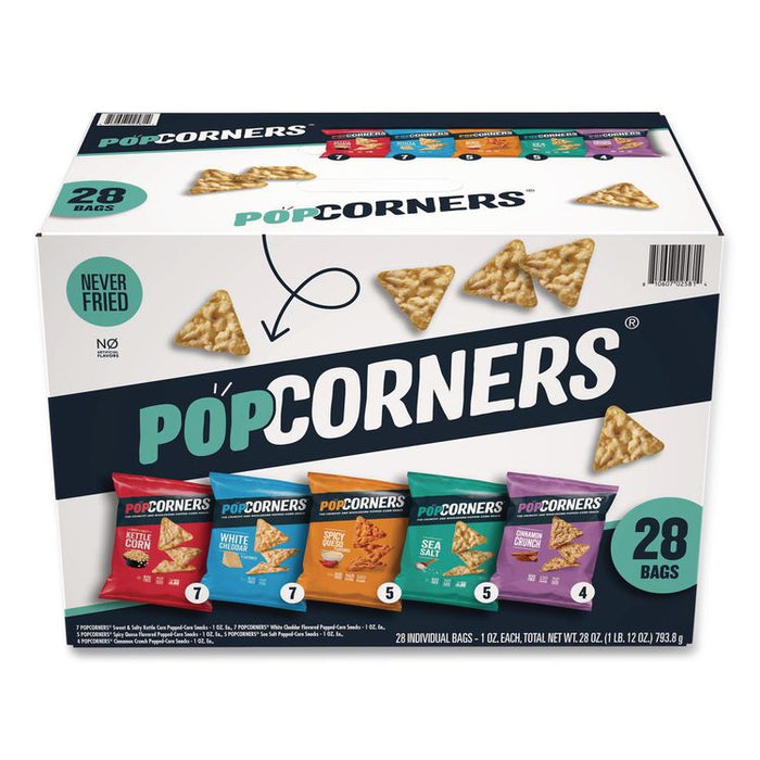 Popped Corn Chips Snacks Variety Pack, Assorted Flavors, 1 oz Bag, 28/Pack