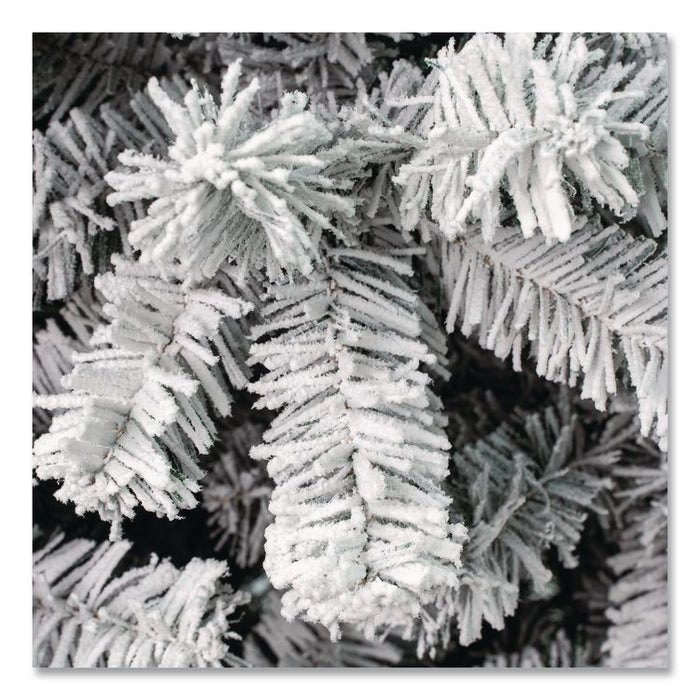 Acacia Medium Flocked Tree, 34" x 34" x 88.5" Green Tree, Green Tree Stand