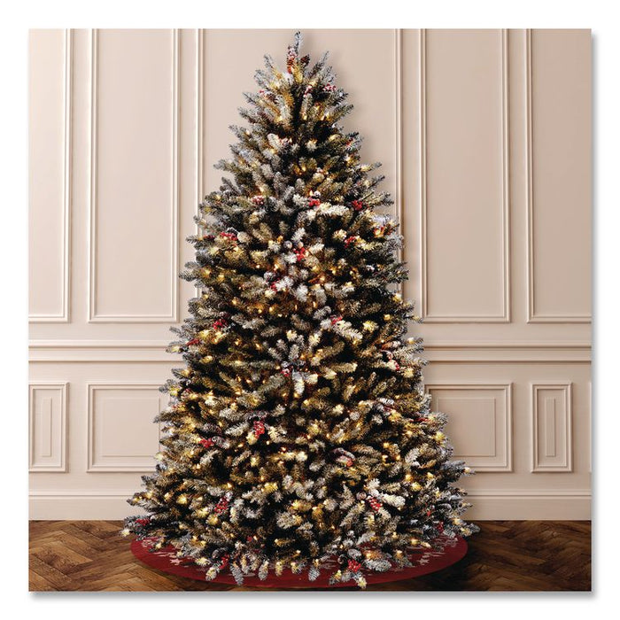 Pre-Lit Dunhill Fir Snowy Tree, 59" x 59" x 90", Green Tree, Green Tree Stand