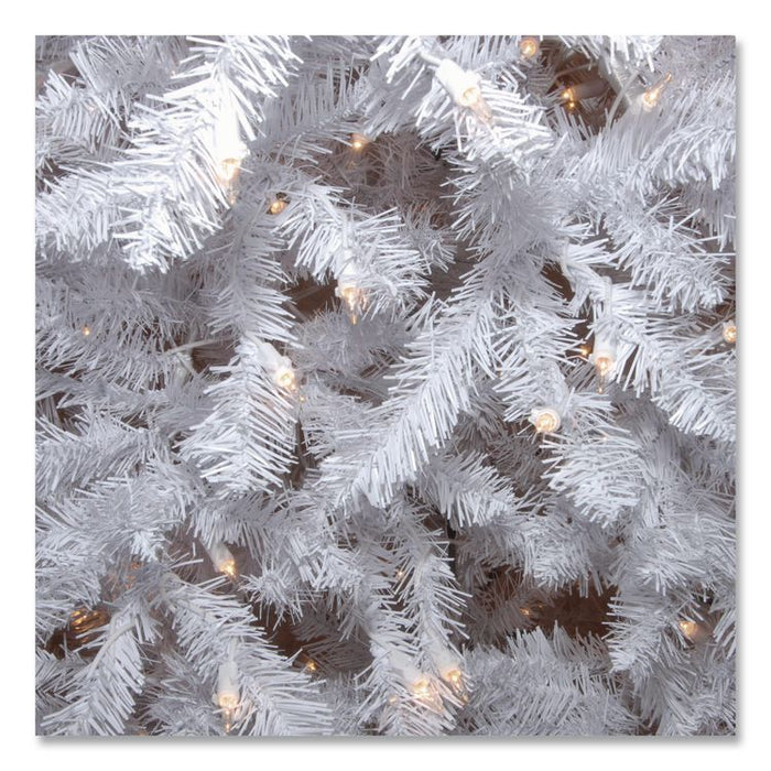 Pre-Lit Dunhill Fir White Tree, 55" x 53" x 78", White Tree, White Tree Stand