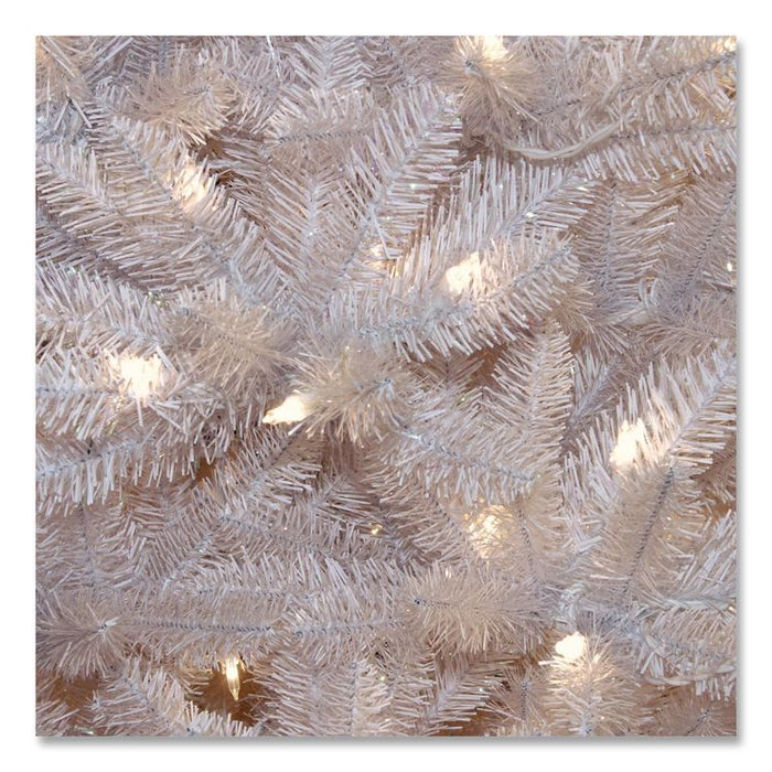 Pre-Lit Dunhill Fir White Tree, 59" x 55" x 84", White Tree, White Tree Stand