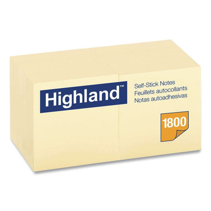Self-Stick Notes, 3" x 3", Yellow, 100 Sheets/Pad, 18 Pads/Pack