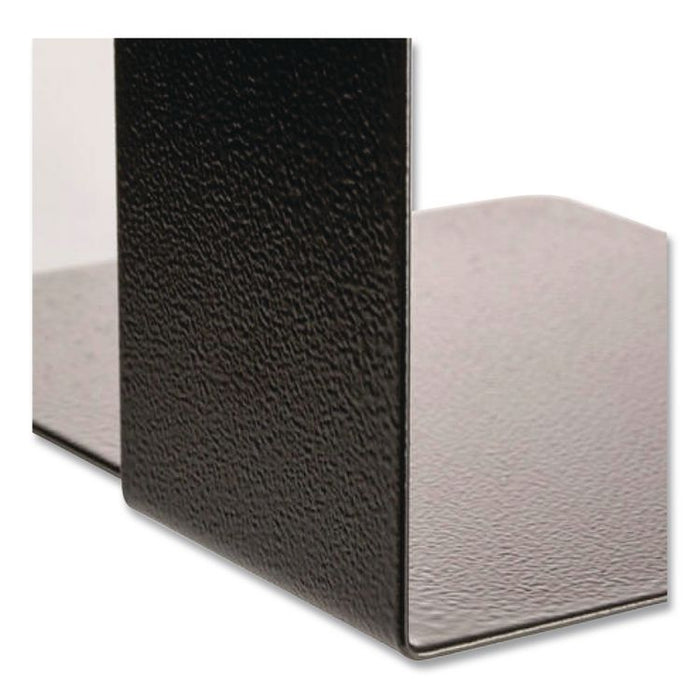 Heavy Duty Bookends, Nonskid Base, 8 x 8 x 10, Steel, Black, Pair