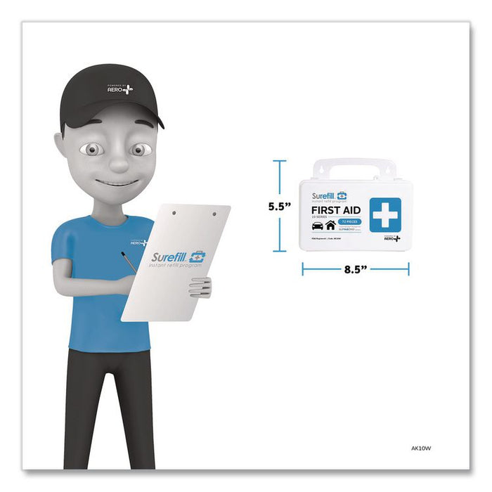 10 Series First Aid Kit, 72 Pieces, Plastic Case