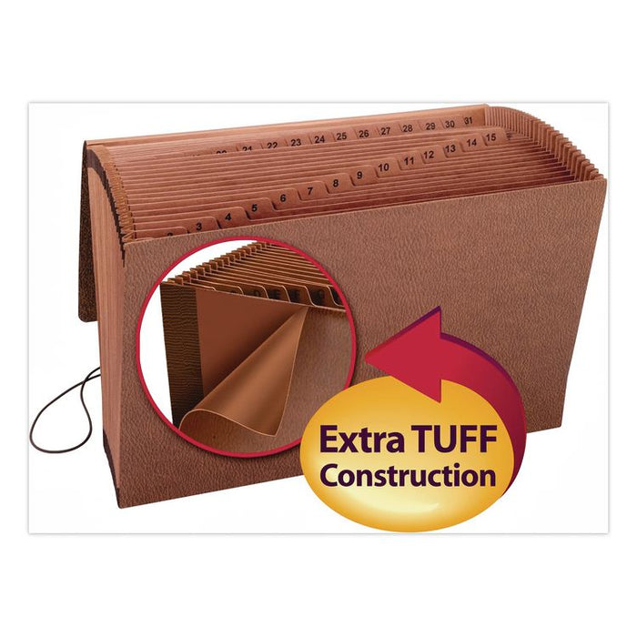 Kraft Indexed Expanding File, 31 Sections, Elastic Cord Closure, 1/15-Cut Tabs, Legal Size, Brown