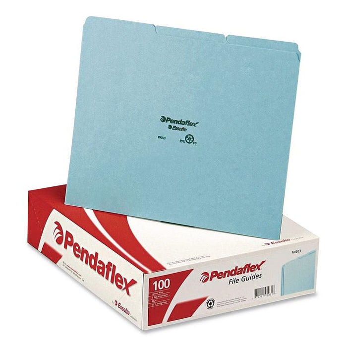Blank Top Tab File Guides, 1/3-Cut Top Tab, Blank, 8.5 x 11, Blue, 100/Box