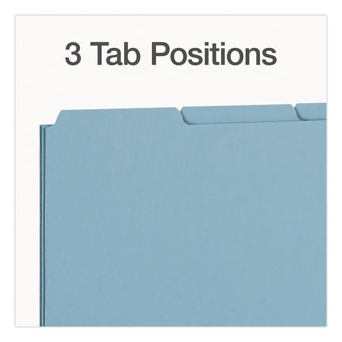 Blank Top Tab File Guides, 1/3-Cut Top Tab, Blank, 8.5 x 11, Blue, 100/Box