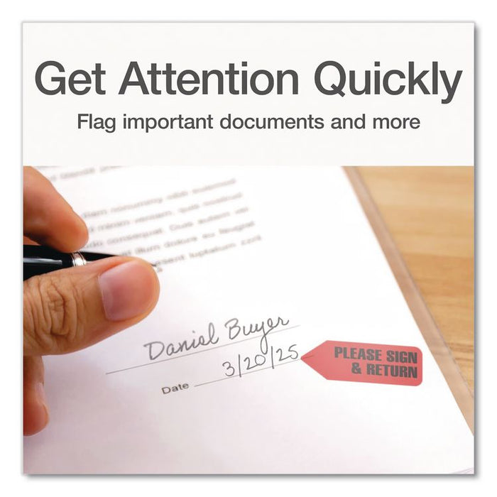 Arrow Message Page Flag Refills, "Please Sign and Return", Red, 120 Flags/Roll, 6 Rolls/Box