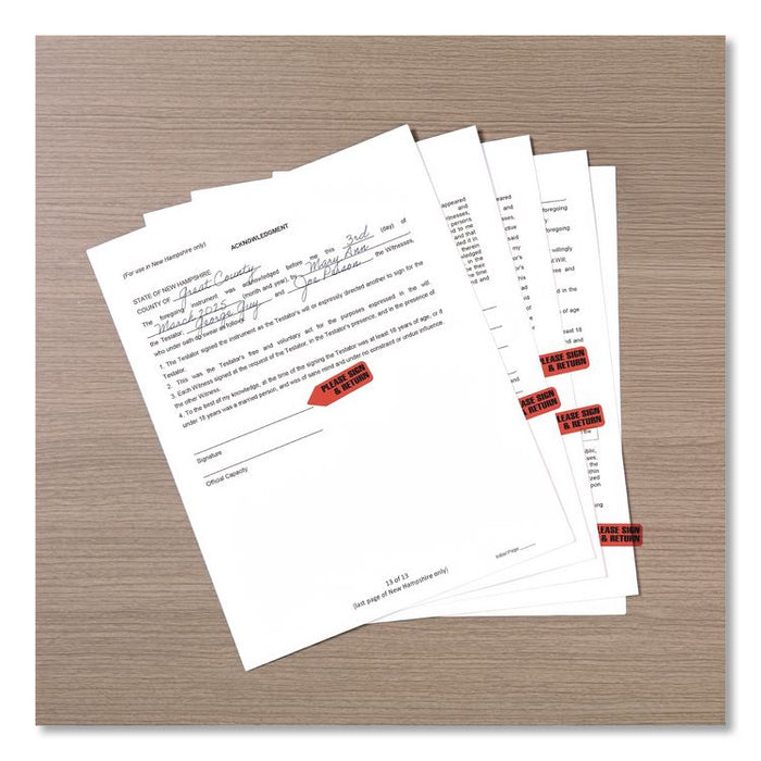 Arrow Message Page Flag Refills, "Please Sign and Return", Red, 120 Flags/Roll, 6 Rolls/Box