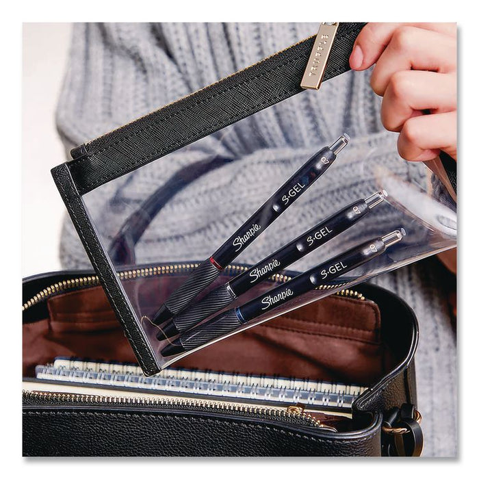 S-Gel High-Performance Gel Pen, Retractable, Extra-Fine 0.38 mm, Black Ink, Black Barrel, Dozen
