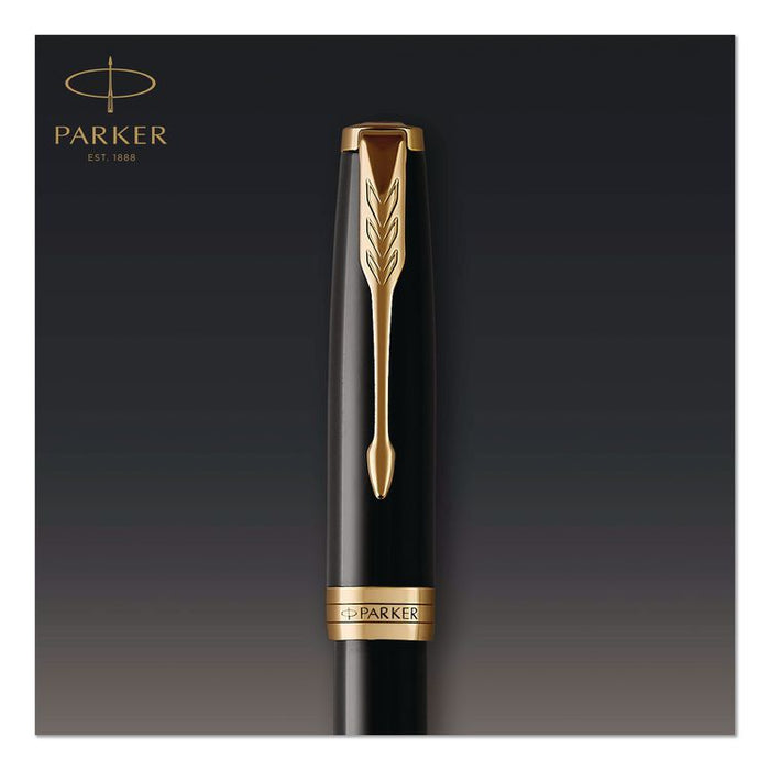 Sonnet Fountain Pen with Gift Box, Medium Fountain Nib, Black Ink, Black/Gold Barrel