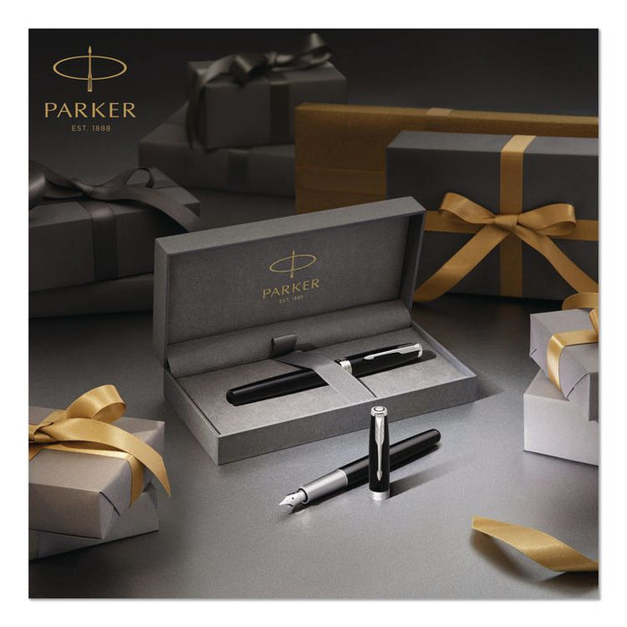 Sonnet Fountain Pen with Gift Box, Medium Fountain Nib, Black Ink, Black/Gold Barrel