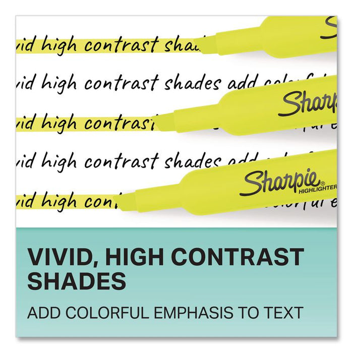 Tank Style Highlighters, Fluorescent Yellow Ink, Chisel Tip, Yellow Barrel, 2/Pack