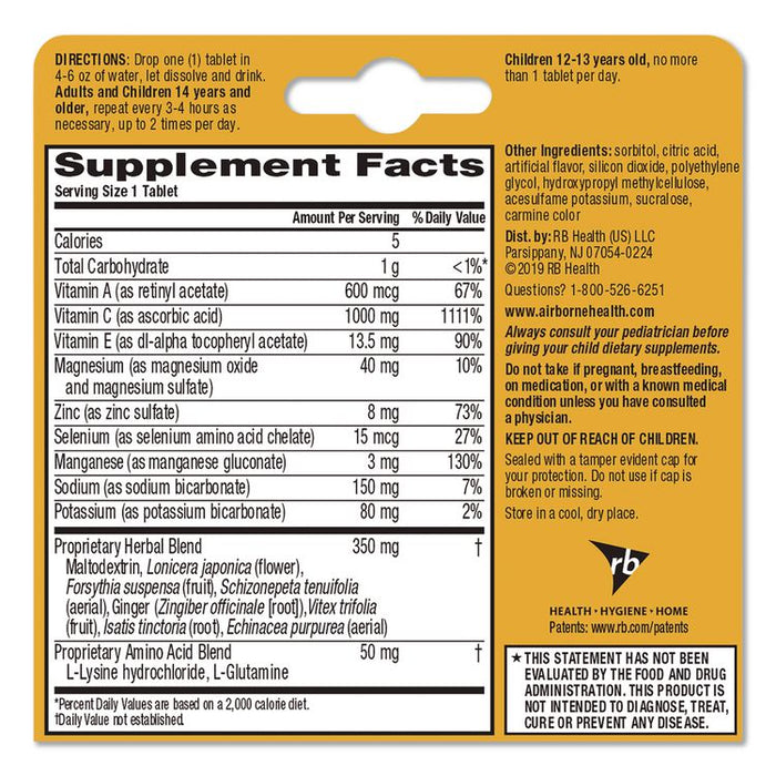 Immune Support Effervescent Tablet, Zesty Orange, 10/Box
