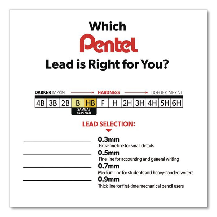 Super Hi-Polymer Lead Refills, 0.9 mm, HB, Black, 15/Tube