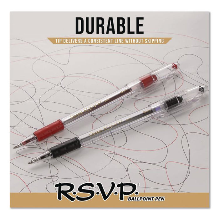 R.S.V.P. Ballpoint Pen, Stick, Medium 1 mm, Red Ink, Clear/Red Barrel, Dozen