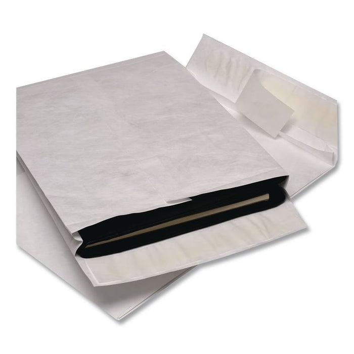 Heavyweight 18 lb Tyvek Open End Expansion Mailer, #13 1/2, Square Flap, Redi-Strip Adhesive Closure, 10"x13", White, 100/CT