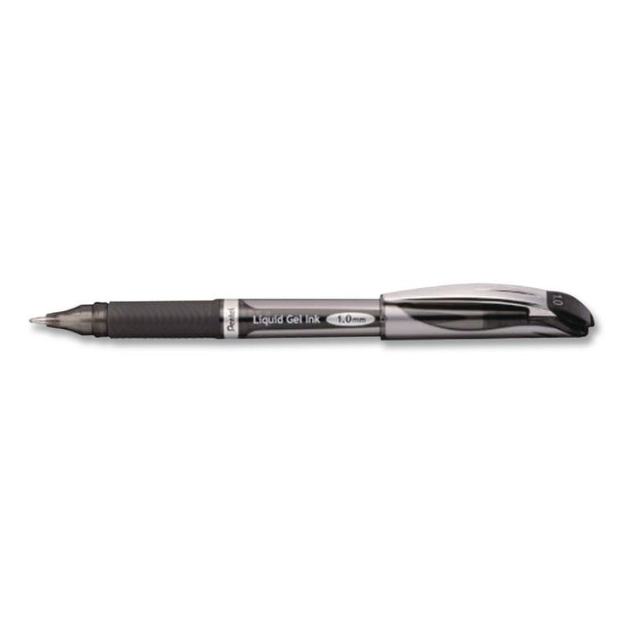 EnerGel NV Gel Pen, Stick, Bold 1 mm, Black Ink, Gray/Black Barrel, Dozen