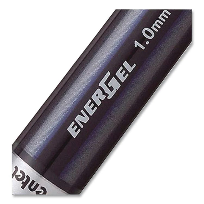 EnerGel NV Gel Pen, Stick, Bold 1 mm, Blue Ink, Gray/Blue Barrel, Dozen