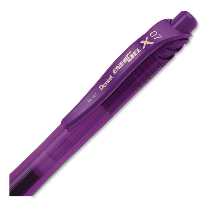 EnerGel-X Gel Pen, Retractable, Medium 0.7 mm, Violet Ink, Translucent Violet/Violet Barrel