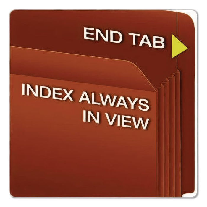 Heavy-Duty End Tab File Pockets, 5.25" Expansion, Legal Size, Red Fiber, 10/Box