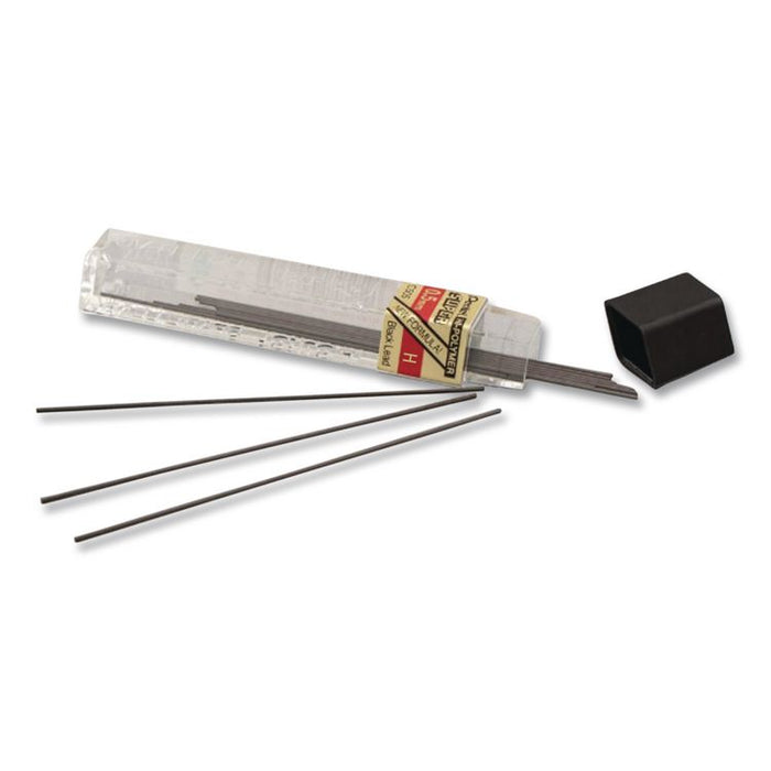Super Hi-Polymer Lead Refills, 0.5 mm, H, Black, 12/Tube