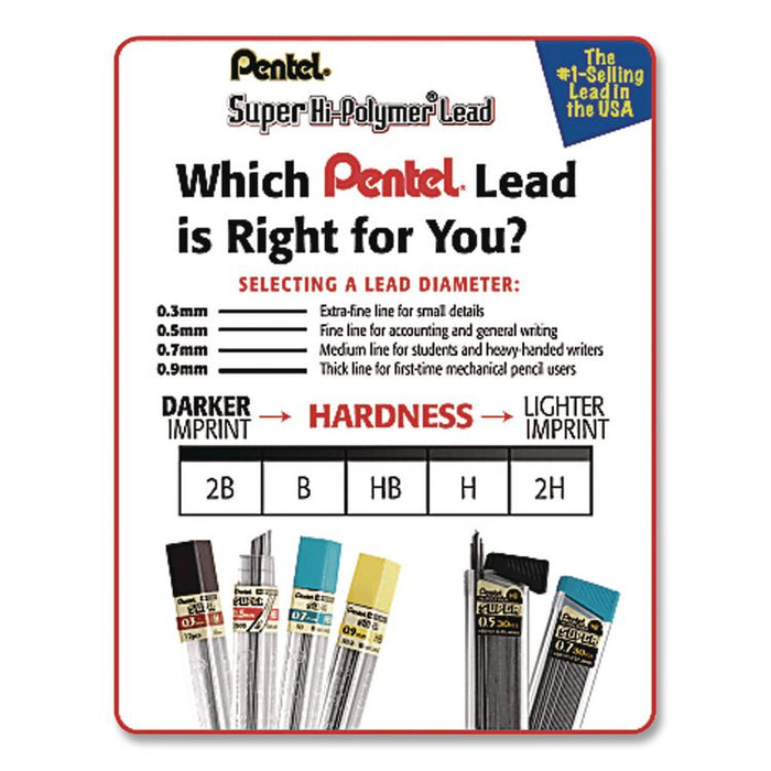 Super Hi-Polymer Lead Refills, 0.5 mm, H, Black, 12/Tube