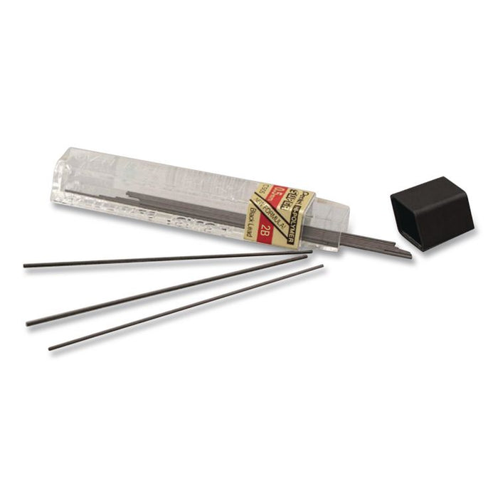 Super Hi-Polymer Lead Refills, 0.5 mm, 2B, Black, 12/Tube