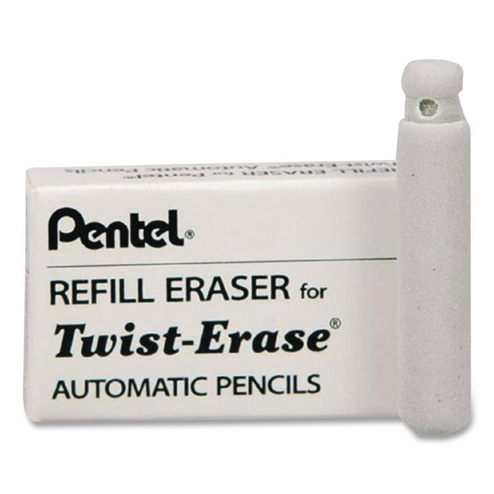 Eraser Refills for Pentel Side FX and Twist-Erase Pencils, Cylindrical Rod, White, 3/Tube