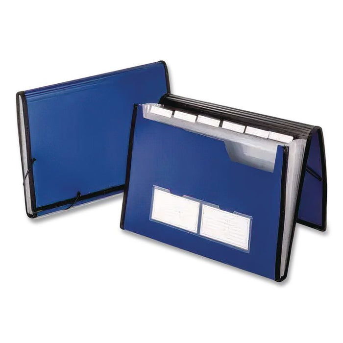 Professional Expanding Organizer, 7 Sections, Elastic Cord Closure, 1/6-Cut Tabs, Letter Size, Blue