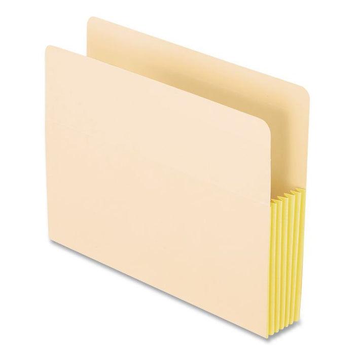 Manila Drop Front Shelf File Pockets with Rip-Proof-Tape Gusset Top, 5.25" Expansion, Letter Size, Manila, 10/Box