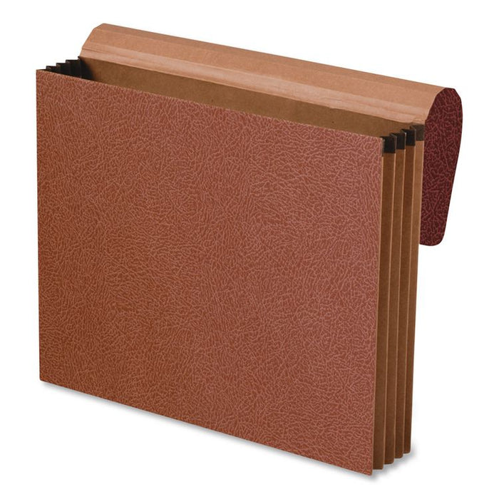 Standard Expanding Wallet with Fiber Gussets, 3.5" Expansion, 1 Section, Elastic Cord Closure, Letter Size, Red Fiber
