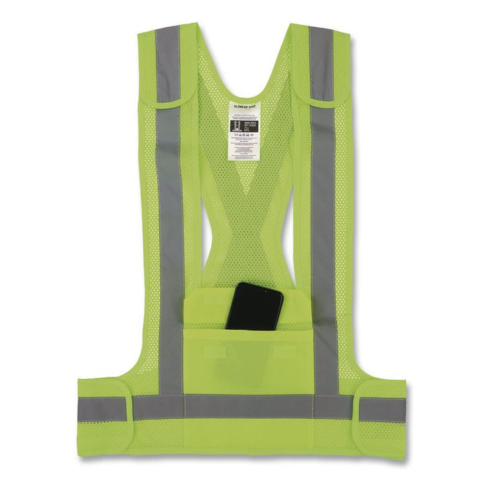 GloWear 8142BA Type O Class 1 Breakaway Hi-Vis Safety Vest, Polyester, Large/X-Large, Lime