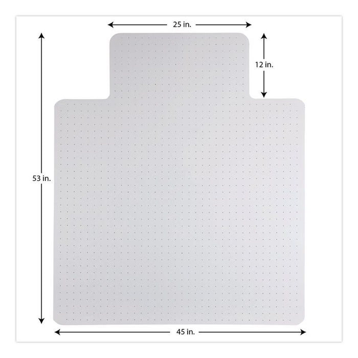 Studded Chair Mat for Flat Pile Carpeted Floors, Rectangular with Wide Lip, Straight Edges, 45" x 53", Clear