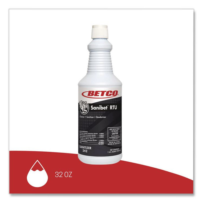 Symplicity Sanibet Multi-Range Sanitizer Disinfectant Deodorizer, 32 oz Bottle, 12 Bottles and One Trigger Sprayer/Carton
