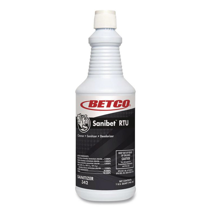Symplicity Sanibet Multi-Range Sanitizer Disinfectant Deodorizer, 32 oz Bottle, 12 Bottles and One Trigger Sprayer/Carton