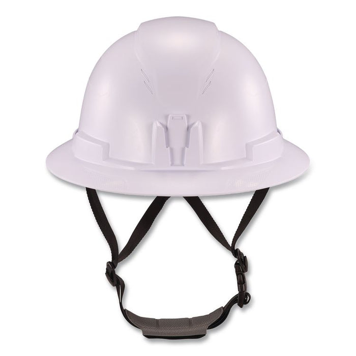 Skullerz 8963 Full Brim Class E Safety Helmet, 6-Point Standard Ratchet Suspension, One Size Fits Most (6.5 to 8), White